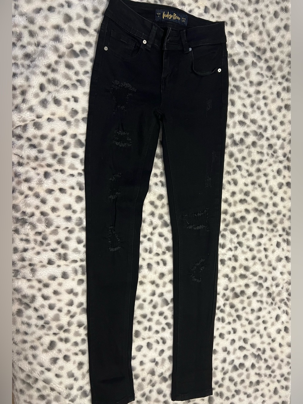 Indigo Rein Black Skinny Jeans with Faux Distress